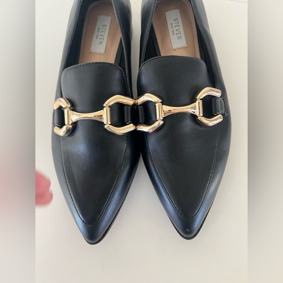 Steven By Steve Madden New York Verta Black Gold Bit Pointed Toe Flats Size 9 - Picture 3 of 13